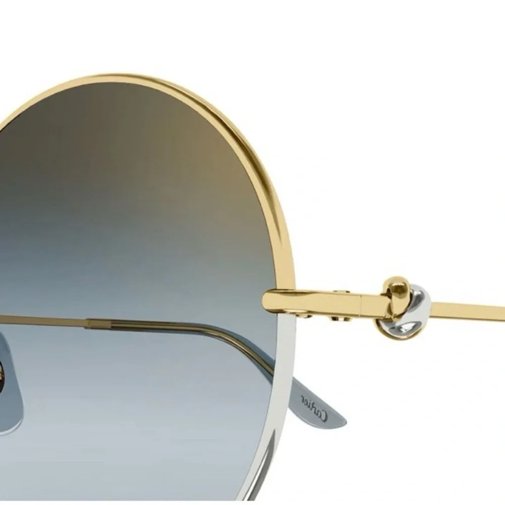 New Cartier CT0360S 001 gold/Silver grey blue sunglasses round classic (no case)